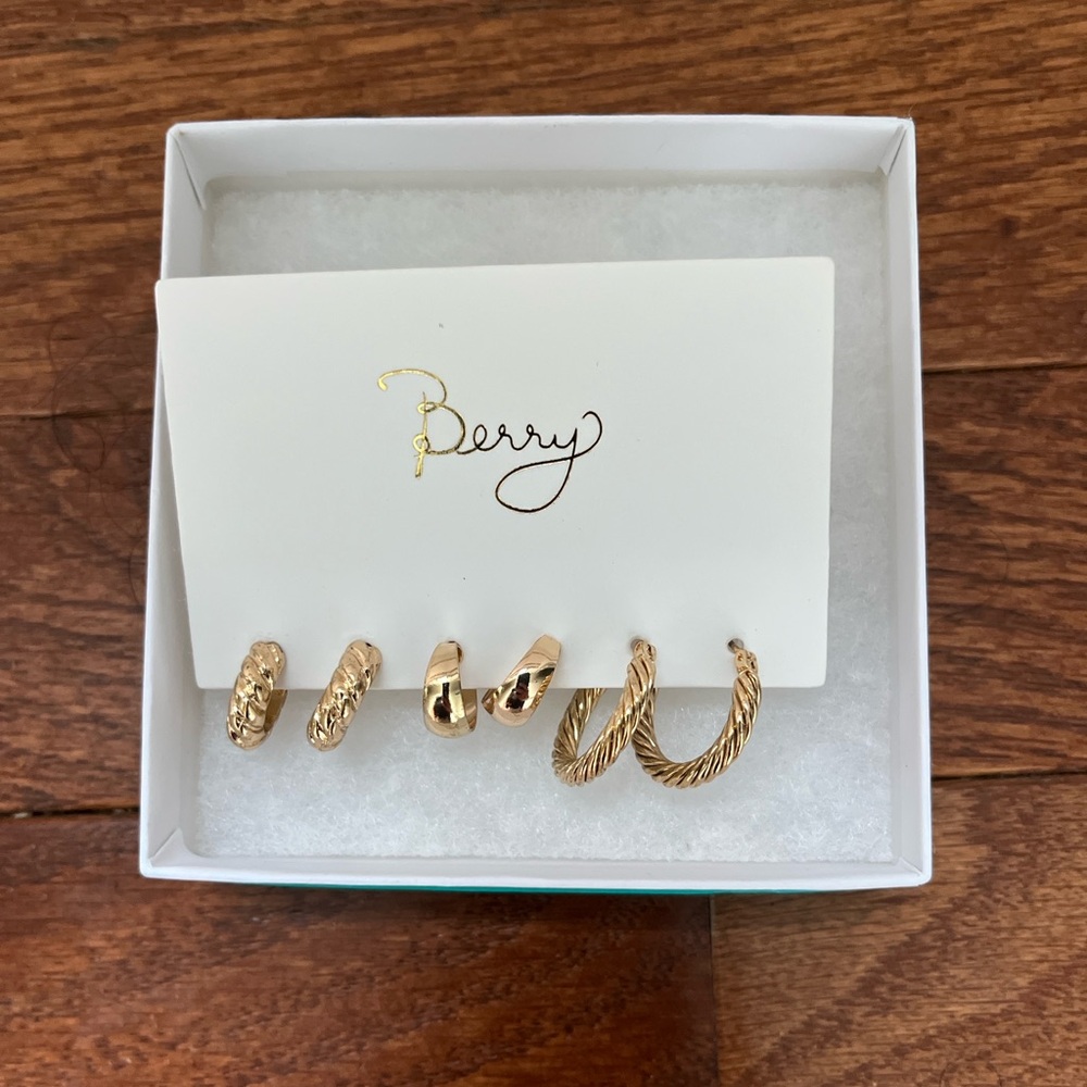 BerryLook Gold Hoop Earrings Set